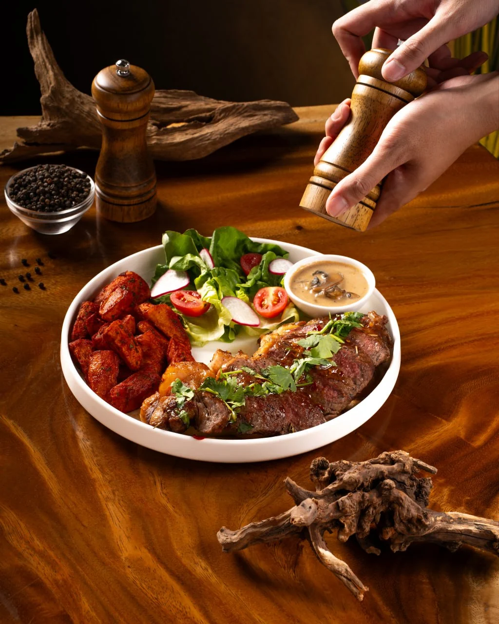 Grilled steak at Senjakala